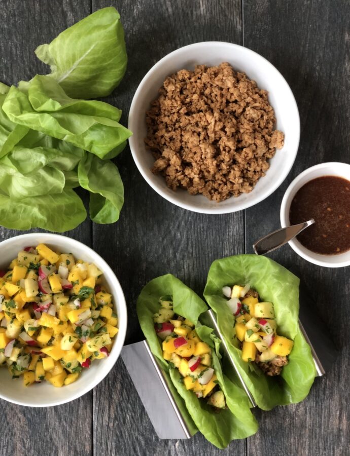 Turkey Lettuce Wraps with Pineapple Salsa and Homemade Hot Honey